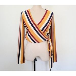 GB Gianni Bini Striped - Side Tie Crop Top